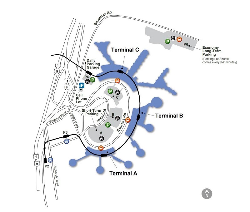 Mapa do aeroporto Internacional Newark