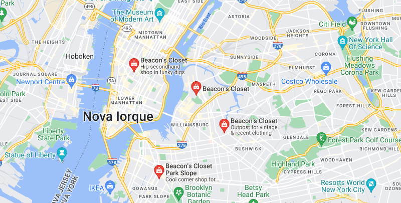 Localização dos brechós Beacons Closet em Nova York