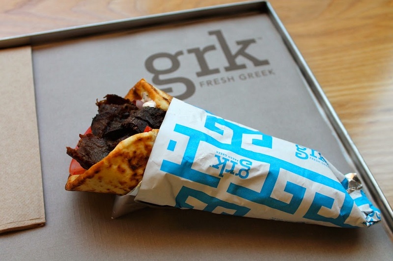 Wrap no restaurante GRK Fresh Greek em Lower Manhattan