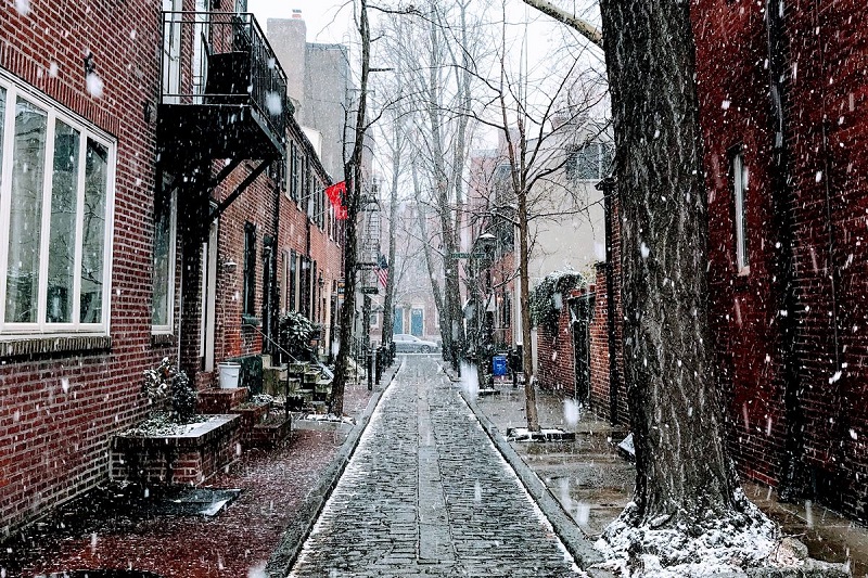 Cidade da Filadélfia com neve