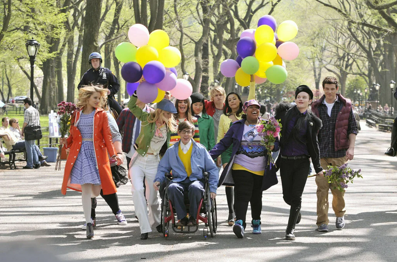 Elenco de "Glee" gravando no Central Park