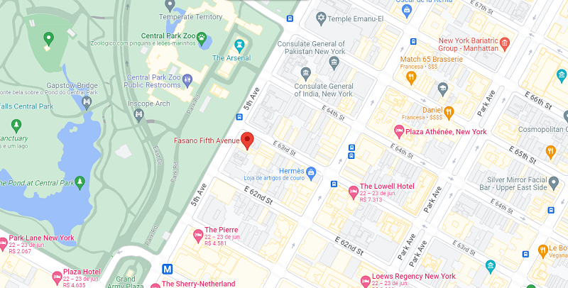 Mapa do hotel Fasano Fifth Avenue em Nova York
