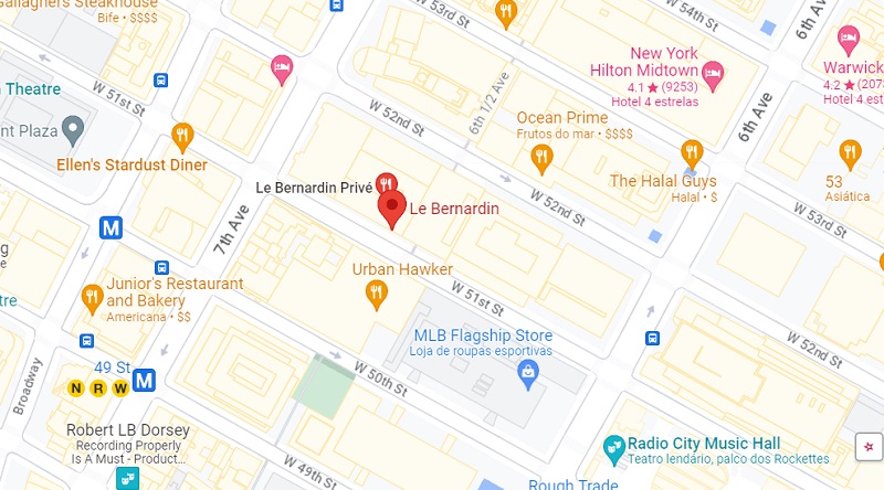 Mapa do restaurante Le Bernardin em Nova York