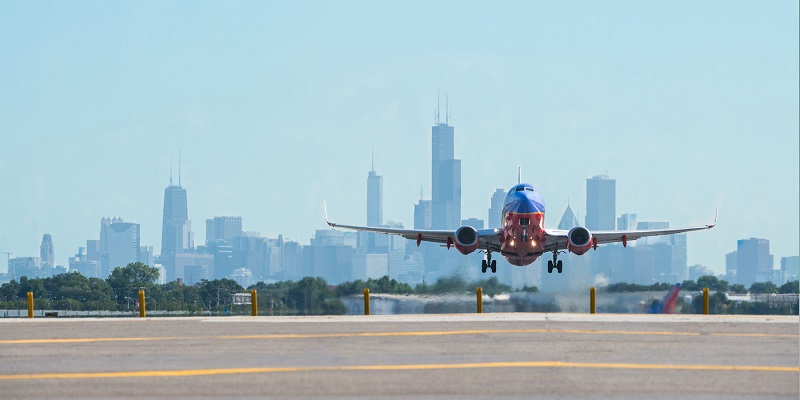 Avião pousando em Chicago