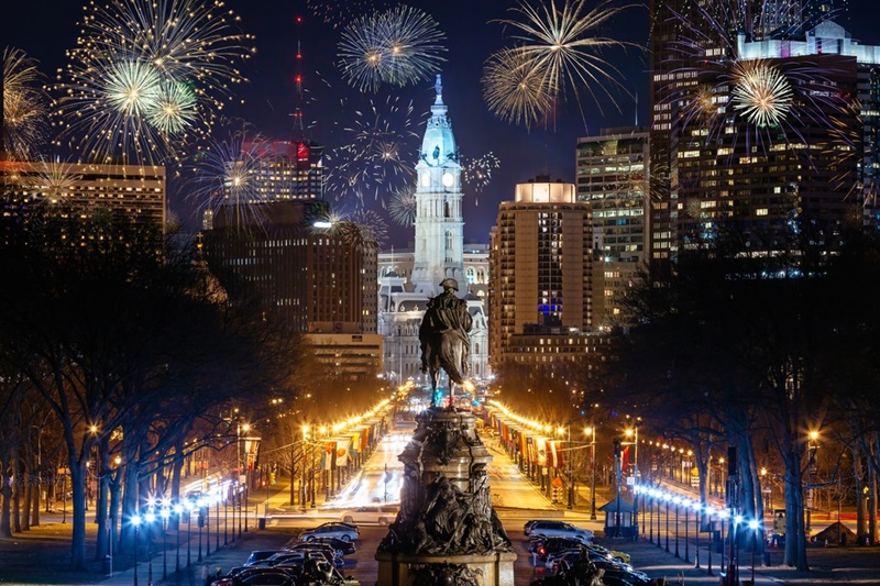 Fogos de Ano Novo na Filadélfia
