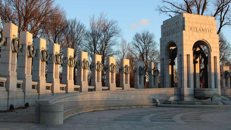 Pilares do Memorial da Segunda Guerra Mundial em Washington